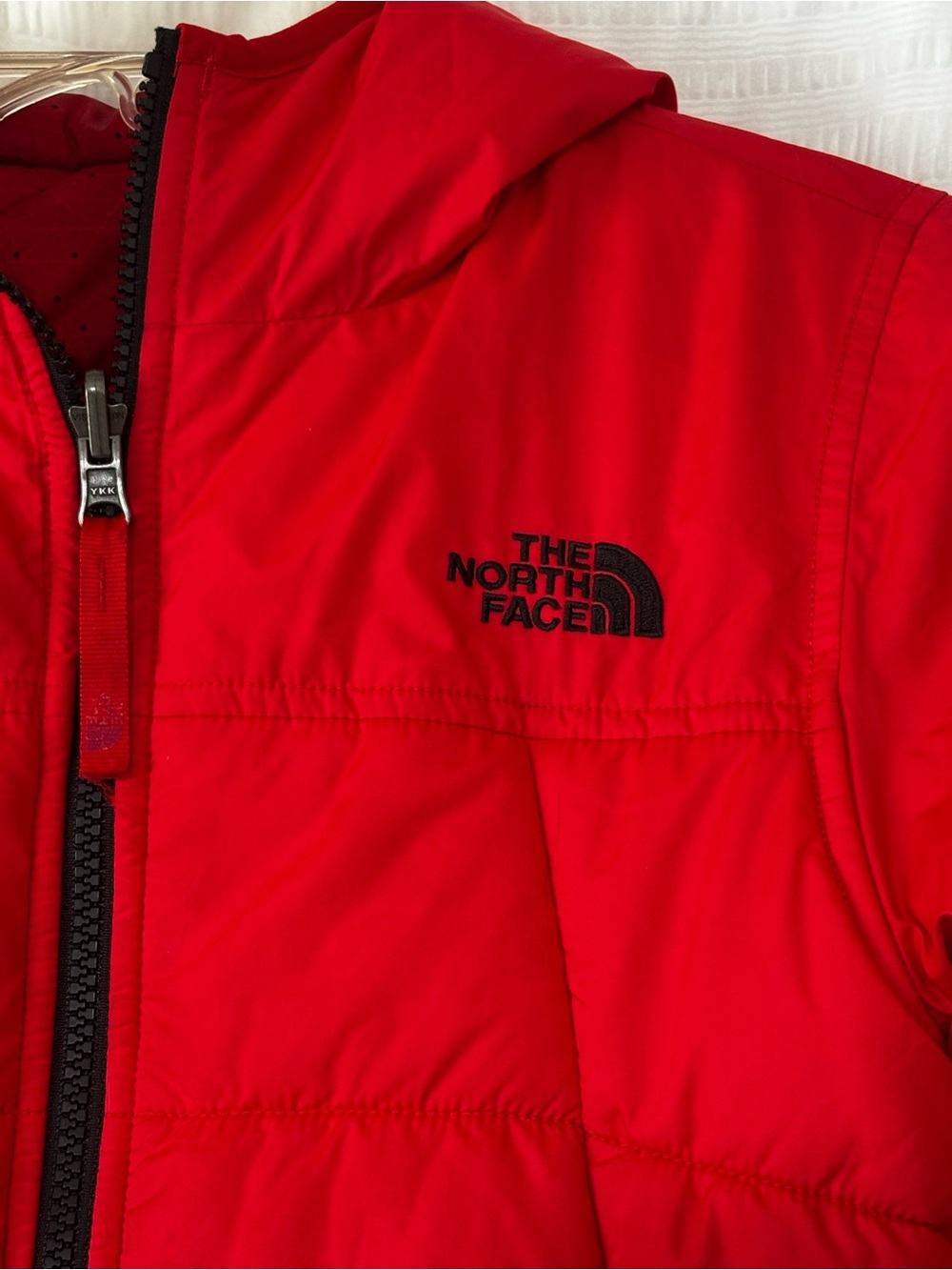 North Face Reversible Jacket Hooded Red on Red Sz Small - Picture 10 of 14